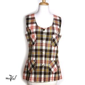 Vintage 1960s Plaid Top Mod Sleeveless Made in Japan Size ML B36 W34 – Hey Viv